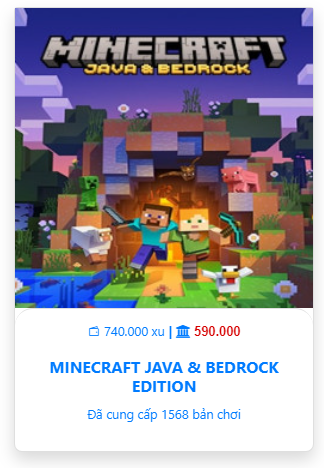 Sản phẩm key kích hoạt bản quyền trò chơi Minecraft chính hãng