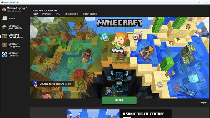 Minecraft Java & Bedrock PC đây là launcher của nó